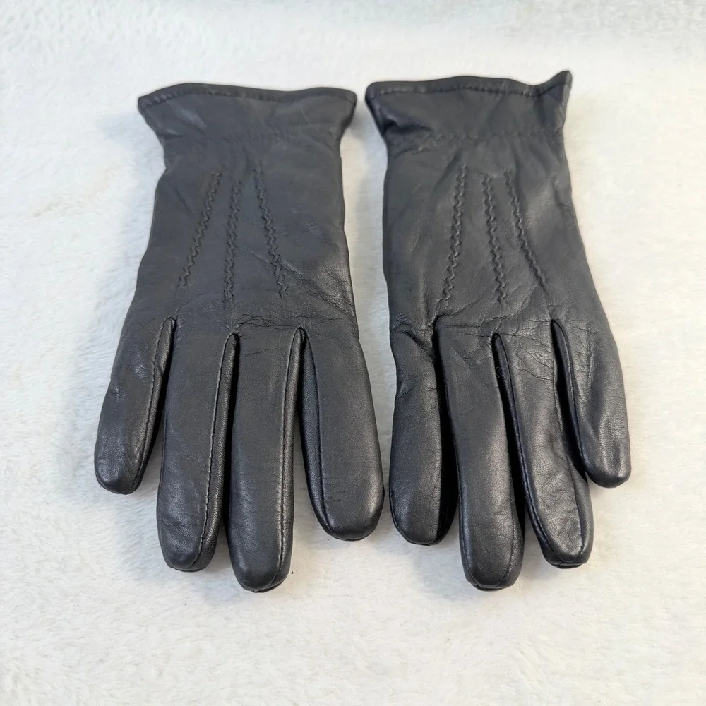 Jaclyn Smith Genuine Leather Gloves Women Large Black Thinsulate Insulated